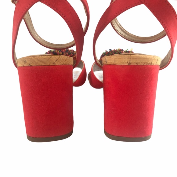 Betsey Johnson Asha Heeled Sandals Red Multi 6.5 - Picture 10 of 10